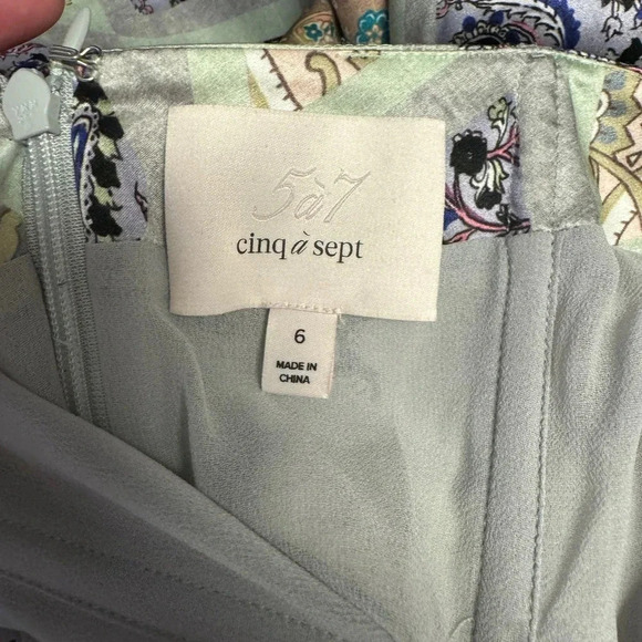 NWOT $795 Cinq a Sept Diamond Sea Melissa 100% Silk Dress - Halter Patterned - Picture 10 of 14